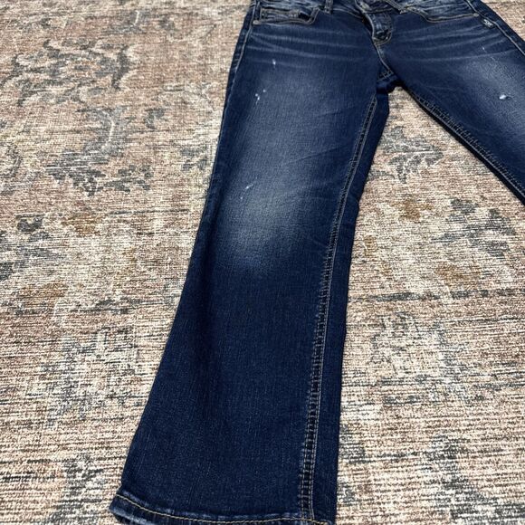 Silver Jeans Suki Mid Slim Straight Women’s 28 x 22 1/2 Distressed Blue Denim - Picture 3 of 16